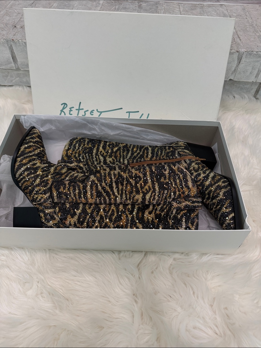 Betsey Johnson zebra stripe boots - Picture 2 of 7